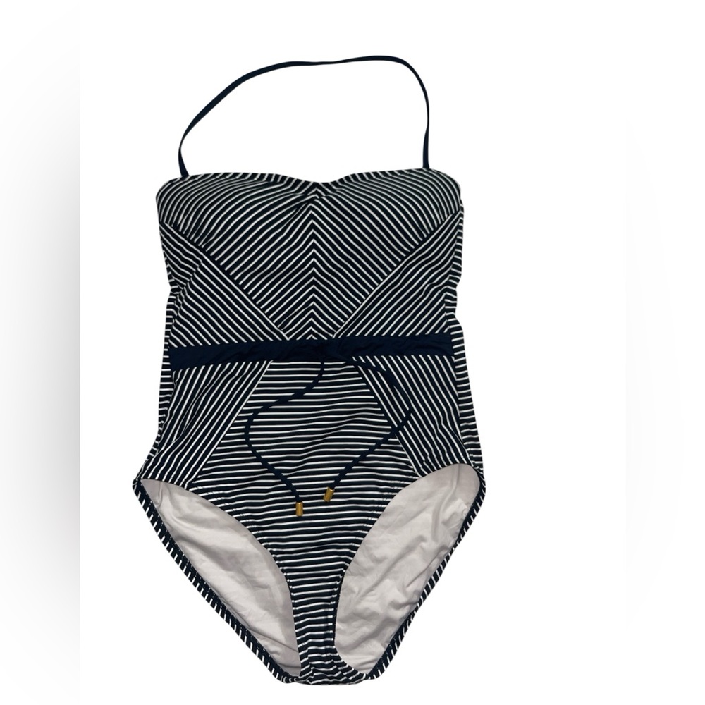 La Blanca Black and White Striped One Piece Swimsuit